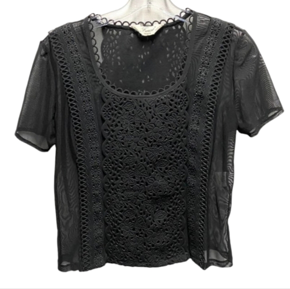 Faust Paris black poly mesh top S - Picture 1 of 6